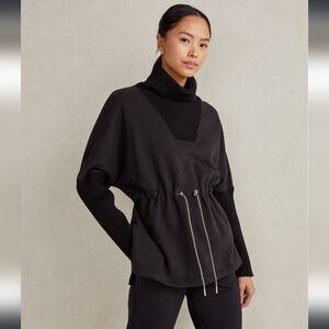 Varley Cavello Style Black Turtleneck Sweater with Waist Drawstring